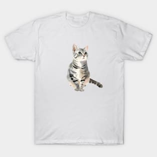 Watercolor Grey Tabby Cat T-Shirt